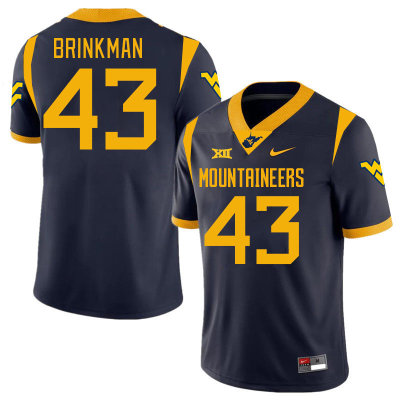 Men #43 Austin Brinkman West Virginia Mountaineers College 2024 New Uniforms Football Jerseys Stitch